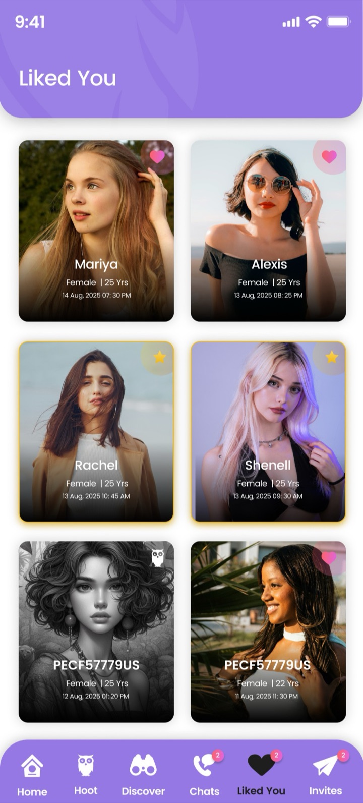 Liked You screen showing people who are interested