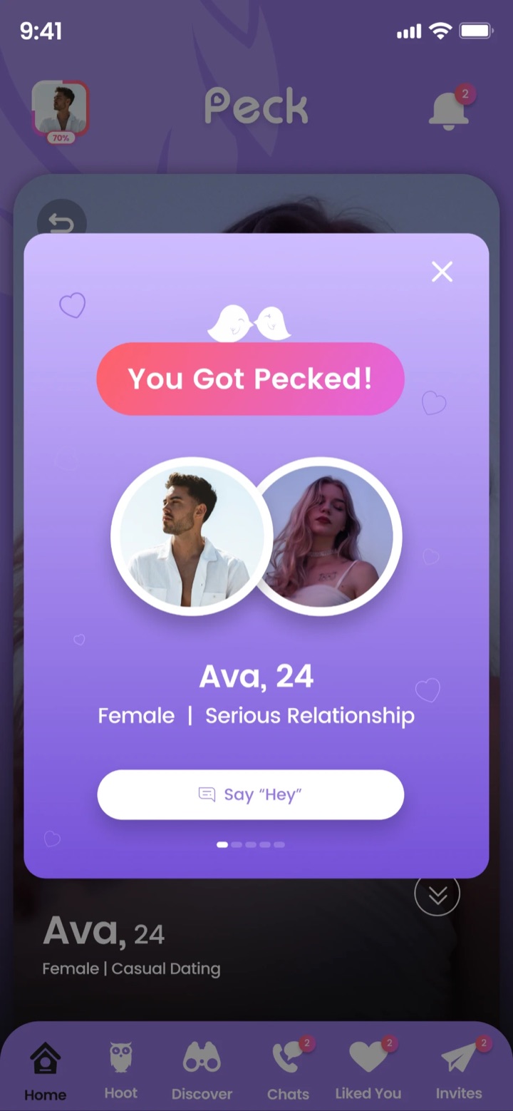 A You Got Pecked! match pop-up